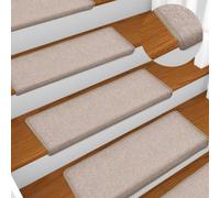 KTHLBRH Lot de 15 tapis d'escalier antidérapants en 100 % polypropylène, amortissant le bruit et lavables avec ruban adhésif double face pour un maintien sûr, tapis d'escalier décoratifs comme