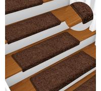 KTHLBRH Lot de 15 tapis d'escalier en 100 % polypropylène, antidérapants avec ruban adhésif double face, amortissant le bruit, lavable et pliable pour une protection optimale des marches et des