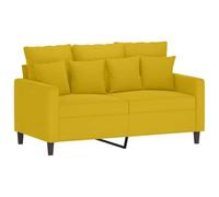 KTHLBRH Lot de 2 canapés 2 places en velours jaune 120 x 140 cm | 7 grands coussins, 9 petits, cadre en métal contreplaqué, mousse, 110 kg par assise