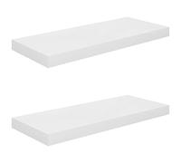 KTHLBRH Lot de 2 étagères flottantes - En MDF - Blanc brillant - 60 x 23,5 x 3,8 cm - Pour salle de bain, balcon, chambre à coucher, cuisine