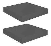 KTHLBRH Lot de 2 étagères flottantes - En MDF - Gris brillant - 23 x 23,5 x 3,8 cm - Pour salle de bain, balcon, chambre à coucher, cuisine