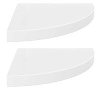 KTHLBRH Lot de 2 étagères murales d'angle coulissantes pour livres - 35 x 35 x 3,8 cm - En MDF - Blanc brillant - 35 x 35 x 3,8 cm - Pour bureau, chambre à coucher, salon, balcon