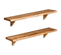 KTHLBRH Lot de 2 étagères murales, étagère flottante, décorative, moderne, convient pour la chambre ou le salon, 90 x 20 x 16 cm en bois massif d'acacia