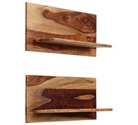 KTHLBRH Lot de 2 étagères murales flottantes - 58 x 26 x 20 cm - En bois massif - Pour salle de bain, salon, bureau, balcon