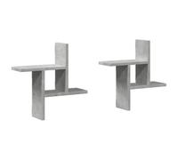 KTHLBRH Lot de 2 étagères murales flottantes pour murs, bibliothèques, plantes, en bois pour bureau, balcon, salon, salle de bain Gris béton 38 x 12 x 38 cm