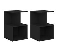 KTHLBRH Lot de 2 tables de chevet pour chambre à coucher, table d'appoint, table de chevet, en matériau dérivé du bois, pour salon, chambre à coucher, bureau - Noir - 35 x 35 x 55 cm