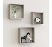 KTHLBRH Lot de 3 étagères murales d'angle, étagère décorative multifonction, étagère murale en forme de cube, gris béton, convient pour salon, chambre à coucher, bureau