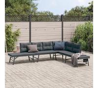 KTHLBRH Lot de 4 bancs de jardin en acier noir avec coussins | Siège réglable à 3 niveaux, dossier incurvé, revêtement lavable, 110 kg par siège
