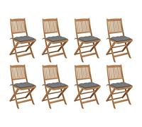 KTHLBRH Lot de 4 chaises de salle à manger pliables en bois d'acacia pour jardin, terrasse ou patio avec coussins inclus | Chaises d'extérieur résistantes aux intempéries et économiques