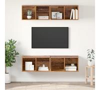 KTHLBRH Lot de 4 meubles TV muraux en bois recyclé - 37 x 37 x 72 cm - Matériau du bois