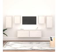 KTHLBRH Lot de 6 armoires TV en bois de pin massif blanc - Buffet pour le salon - Étagère - Buffet suspendu