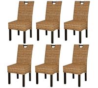 KTHLBRH Lot de 6 chaises de salle à manger en bois de manguier Kubu - Chaises de cuisine - Meubles de salle à manger - Chaises de salon - Convient pour salon, cuisine, chambre à coucher