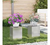 KTHLBRH Lot de supports de plantes modernes en acier inoxydable robuste pour l'extérieur, design cube 24 x 24 x 35 cm pour jardin, terrasse et balcon, résistant aux intempéries et durable avec un