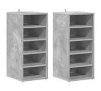 KTHLBRH Meuble à chaussures 2 pièces gris béton 31,5 x 35 x 70 cm aggloméré | 5 compartiments par unité, montage au sol ou au mur, kit de fixation inclus, assemblage facile