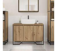 KTHLBRH Meuble de lavabo en bois massif, armoire de salle de bain avec portes lisses, rangement rectangulaire pour petits espaces, 91 x 35 x 60 cm, style rustique et moderne, facile