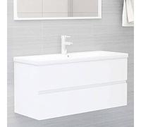 KTHLBRH Meuble de salle de bain avec lavabo intégré, 1 tiroir, armoire évier en céramique et robinet mitigeur Meuble de rangement compact pour toilettes, design moderne avec surface