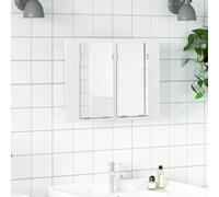 KTHLBRH Meuble de salle de bain avec miroir acrylique et lumières LED RVB, 2 étagères de rangement, style contemporain, facile à nettoyer, connexion USB, décoration moderne pour la maison