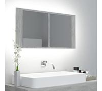 KTHLBRH Meuble de salle de bain avec miroir acrylique et lumières LED RVB, 2 étagères pour rangement, style contemporain, nettoyage facile, connexion USB, décoration moderne pour salle de bain