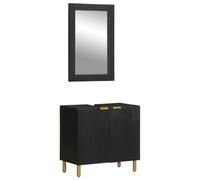 KTHLBRH Meuble de salle de bain avec miroir et lavabo - Armoire de rangement avec cadre en bois d'ingénierie et verre, grand espace, porte flexible gauche ou droite, installation