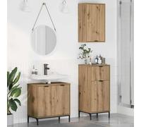 KTHLBRH Meuble de salle de bain moderne avec meuble lavabo et deux armoires de rangement - étagères pratiques et tiroirs de rangement pour intérieurs contemporains - Matériau bois