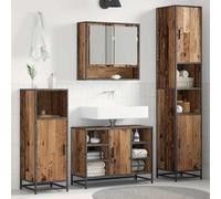KTHLBRH Meuble de salle de bain moderne avec portes à charnières et poignées de barre mate - Armoire de rangement rectangulaire en bois résistant pour organisation et style minimaliste