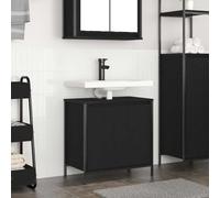 KTHLBRH Meuble lavabo de salle de bain avec 2 compartiments, rangement polyvalent et moderne pour organisation, matériau bois, ingénierie résistante à l'humidité, pieds réglables pour sols