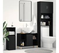 KTHLBRH Meuble pour lavabo de salle de bain avec 5 compartiments et porte, meuble bas de lavabo en bois d'ingénierie résistant à l'humidité, de salle de bain avec pieds en eucalyptus solide et facile