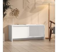 KTHLBRH Meuble TV blanc - Commode - Table basse - Buffet suspendu - 90 x 35 x 40 cm - En matériau dérivé du bois