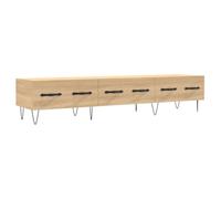 KTHLBRH Meuble TV chêne Sonoma 150 x 36 x 30 cm en bois multicouche | Bois contreplaqué, fer, 3 tiroirs, plateau d'exposition, pieds en fer, assemblage requis