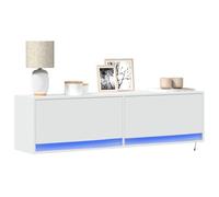 KTHLBRH Meuble TV mural avec éclairage LED Blanc 140 x 31 x 38 cm