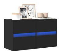 KTHLBRH Meuble TV mural avec éclairage LED - Noir - Meuble TV - Meuble HiFi - Table basse - 80 x 31 x 45 cm