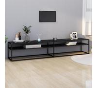 KTHLBRH Meuble TV noir aspect marbre - Meuble de salon - Buffet suspendu - 220 x 40 x 40,5 cm - Verre trempé