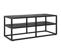 KTHLBRH Meuble TV noir avec aspect marbre noir en verre - Étagère TV - Meuble TV - Buffet suspendu - 100 x 40 x 40 cm