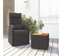 KTHLBRH Mobilier de jardin lounge 2 pièces en polyrotin et bois d'acacia massif Noir
