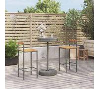 KTHLBRH Mobilier de jardin lounge 3 pièces en rotin synthétique et bois massif d'acacia Gris