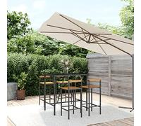 KTHLBRH Mobilier de jardin lounge 5 pièces en rotin synthétique et bois massif d'acacia Noir
