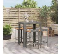 KTHLBRH Mobilier de jardin salon de jardin 5 pièces en rotin synthétique et bois massif d'acacia Gris