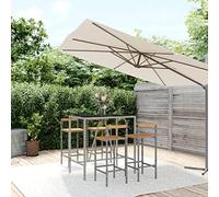 KTHLBRH Mobilier de jardin salon de jardin 5 pièces en rotin synthétique et bois massif d'acacia Gris