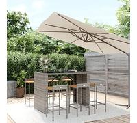 KTHLBRH Mobilier de jardin salon de jardin 7 pièces en polyrotin et bois massif d'acacia Gris