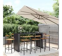 KTHLBRH Mobilier de jardin salon de jardin 9 pièces en polyrotin et bois massif d'acacia Noir