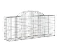 KTHLBRH Paniers gabions en arc, 9 pièces, fer galvanisé argenté | Crochets renforcés inclus, structure stable, maille de 5 x 10 cm, fil de 3,5 mm, peut être rempli avec des rochers ou du