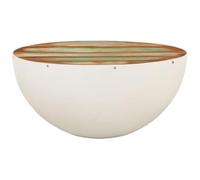 KTHLBRH Petite table de salon, de balcon, de jardin, table basse, en forme de coque, blanche, diamètre : 50 x 24 cm, en bois recyclé massif, pour salon, chambre à coucher, balcon, cuisine