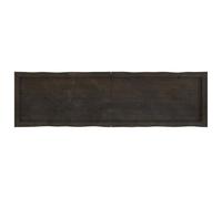 KTHLBRH Plateau de table en chêne massif 140 x 40 x (2-4) cm, marron foncé | Pliable avec charnière, bord vivant naturel, finition foncée prête à l'emploi