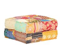 KTHLBRH Pouf 60 x 70 x 36 cm tissu patchwork multicolore | Rembourrage en polyester, 100 % coton, doux au toucher, transformable en coussin de canapé, charge maximale 110 kg