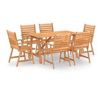 KTHLBRH Salon de jardin 7 pièces en bois massif d'acacia - Ensemble de meubles d'extérieur pour jardins, terrasses et balcons