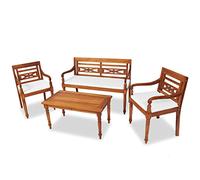 KTHLBRH Salon de jardin extérieur table et chaises de balcon 4 pièces avec coussins en teck massif