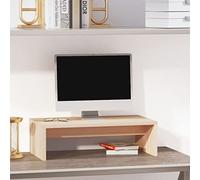 KTHLBRH Socle de Bureau en Pin Massif avec Support de Moniteur Rehaussé pour Réduire la Tension du Cou et du Dos, Fonction de Rangement pour Clavier et Équipements