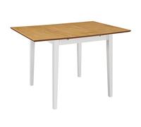 KTHLBRH Table à manger extensible blanche (80-120) x 80 x 74 cm en bois d'hévéa MDF massif - Table extensible au design rustique et système d'extraction pratique pour salle à manger