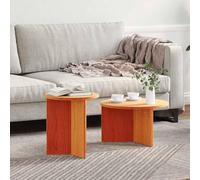 KTHLBRH Table basse 2 pièces marron cire Set de table basse en pin moderne, design compact et rond pour salon 49 x 49 x 28 cm