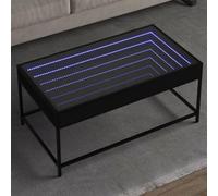 KTHLBRH Table basse avec Infinity LED noire Table basse LED Infinity avec miroir et lumières RVB, multiples utilisations 90 x 50 x 41 cm